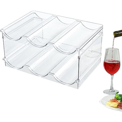 Stapelbares Weinregal – Weinregal – Stapelbares Weinregal aus Kunststoff für Kühlschrank, Schrank, Arbeitsplatte – Flaschenhalter – Aufbewahrungsorganizer für Wasserflaschen (1/5)