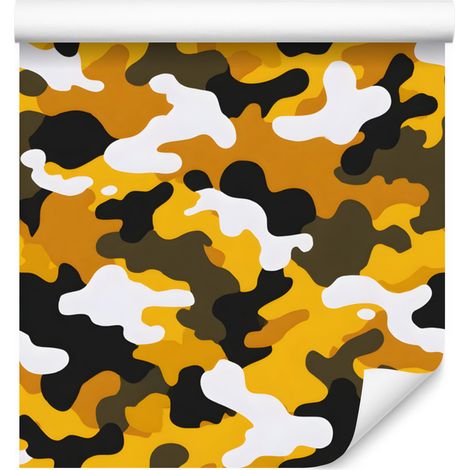 Carta da parati mimetica militare oro e ocra per soggiorno e camera da letto 50x1000 cm (1/5)