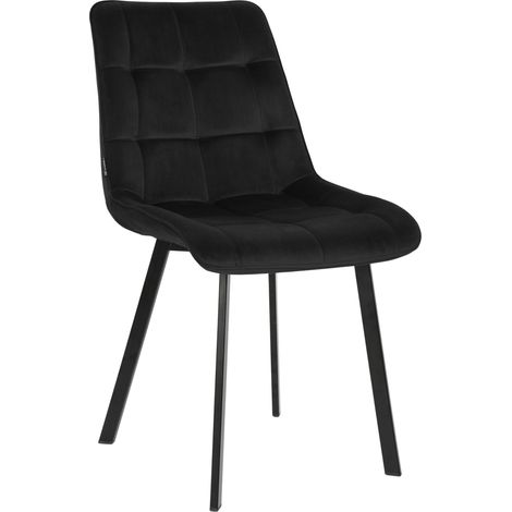 Silla tapizada TULUZA de terciopelo negro