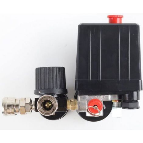 Jauges de régulateur de soupape de commande de pressostat de compresseur d'air 220 V 0-180 psi avec connecteur rapide (220 ENEVAOCT (1/4)