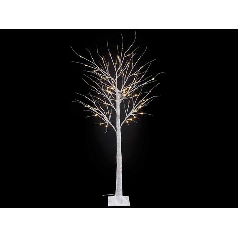Albero di Natale luminoso effetto betulla m 1,60 H con 96 luci LED bianco caldo e 96 rami. Ideali per decorazioni natalizie interne, M 1,60 H