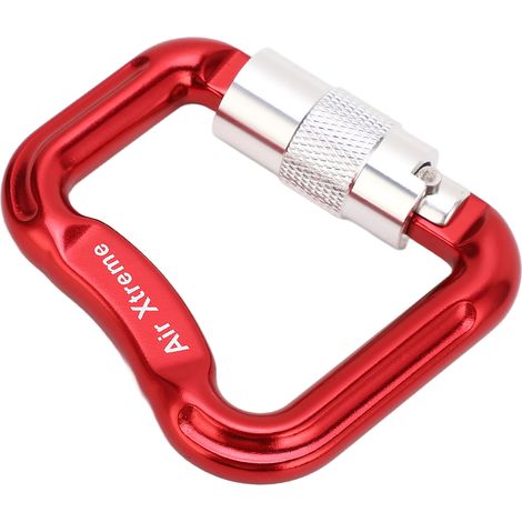 Mousquetons d'escalade à verrouillage automatique 20 kN, mousquetons légers à verrouillage par rotation pour l'escalade et l'alpinisme, en forme de D, rouges (1/5)