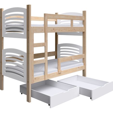 Selsey Cami - Lit superposé avec matelas - 75x180 cm - Chêne (1/5)