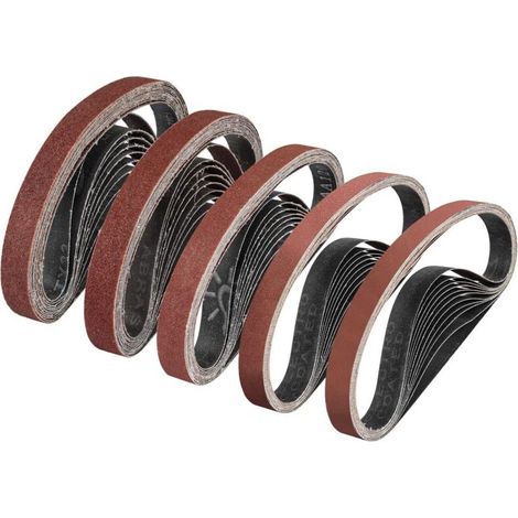 Pack of 5 Sanding Belts 20 x 520 mm - Grits 60/80/120/240/400 - For Belt Sander - Ideal for Wood and Paint (25 Pieces) (1/5)