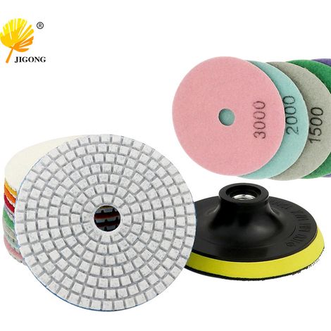 Disques de polissage pour marbre de 100 mm (4 pouces), disques de polissage pour pierre, disques de polissage diamantés doux, ensemble de disques de polissage pour pierre à l'eau (1/5)