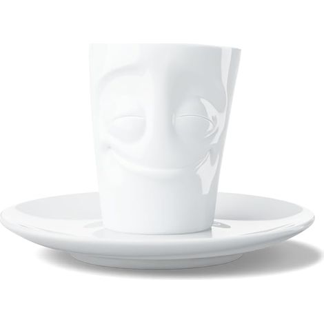 Tasse à expresso et soucoupe (amusant), porcelaine dure, blanc (1/5)