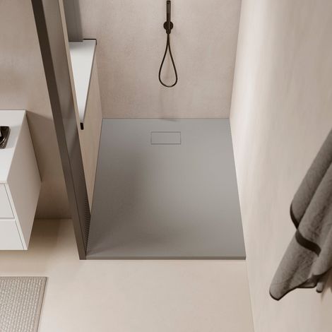 Stano. – Receveur de douche extra plat 90 x 160 cm – Surface aspect ardoisé – Antidérapant PN24 – Installation à poser ou encastrer
