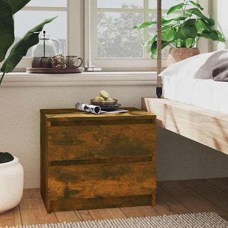 vidaXL Mesita noche madera contrachapada roble ahumado 50x39x43,5 cm (1/5)