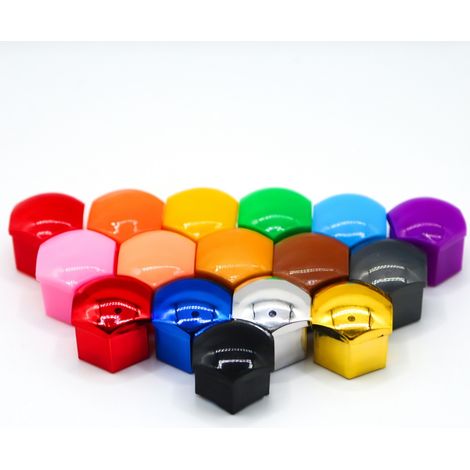 Tapones de tuercas de rueda azules metalizados 17 mm, 20 piezas + clip (1/5)