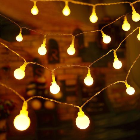 Guirlande Lumineuse 10M 80 Ampoules - Guirlande Lumineuse LED à Pôles Petites Boules Blanc Chaud Décoration Romantique pour Fête Noël Halloween Mariage Anniversaire Soirée Décor Chambre Patio- (1/4)