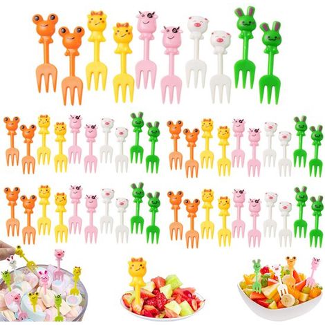 50 piezas, Mini tenedores para fruta, Tenedores para bento, Accesorios de plástico para fiambreras bento para niños, Color aleatorio (1/5)