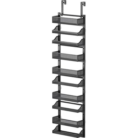 Organizador de especias, 10 niveles ajustables, para colgar en la puerta, color negro. (1/2)