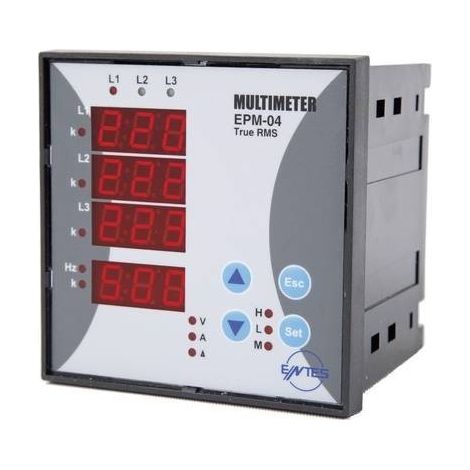 ENTES® EPM-04-96 Misuratore da pannello AC-Multimeter tensione, corrente, frequenza, ore di esercizio, ore totali (1/2)