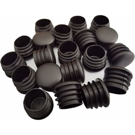 Tappo terminale rotondo in plastica, 20 pezzi, nero, per tubo, ferma sedia, piedini/gambe di mobili (25 mm) (1/4)