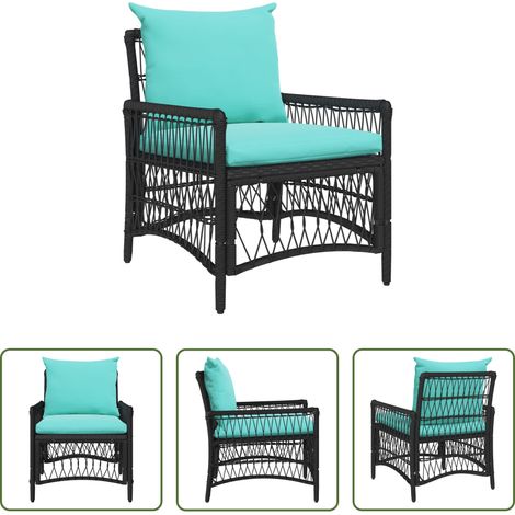 Poly-Rattan -  Gartenstuhl mit Kissen Schwarz 73 x 61 x 77 cm Poly-Rattan (1/5)