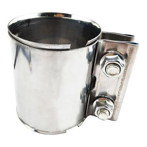 Pipe Connector Exhaust Collar 65mm Band Stainless Steel Clamp Double Sleeve Fitting Length 87mm