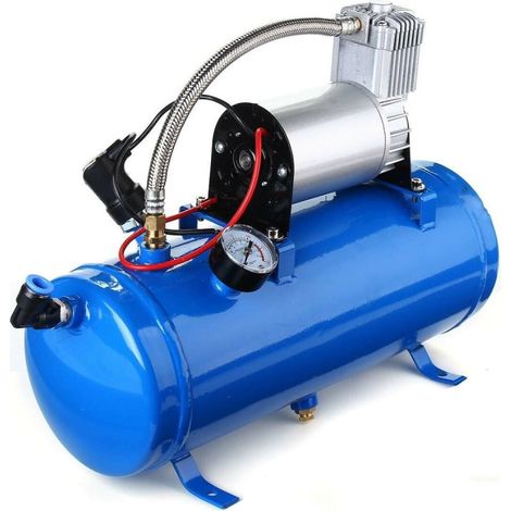 Druckluftkompressor, 12 V, 150 psi, 8 bar, 6 Liter, für Signalhörner, Aufpumpen, Lackierarbeiten und mehr.