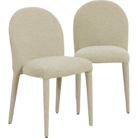 Chaise intégralement en tissu écru Doris (lot de 2)