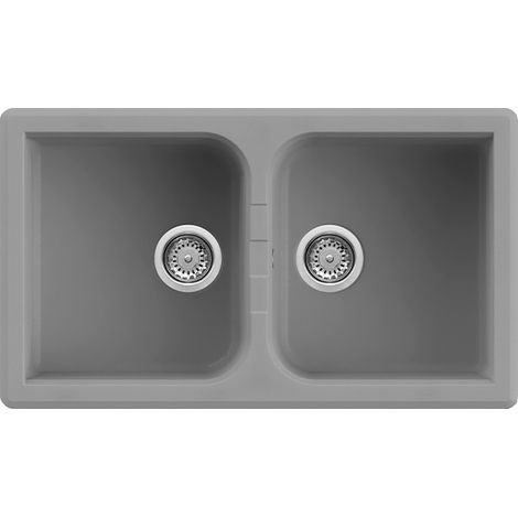Lavello Quareco incasso 2 vasche 86x50 Prime 862 Granito Grigio QLP862GR (1/4)