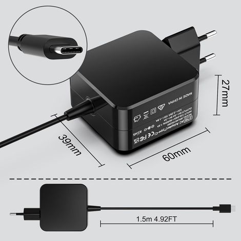 Alimentation 27W USB C Chargeur Compatible avec Raspberry Pi 5 4GB/8GB, Pi 4 Modèle B 5,1V 5A Adaptateur Secteur Universel Charger Type C Power Supply Câble 1,5 m Noir
