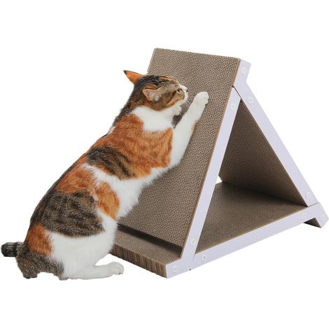 Griffoir triangulaire en carton ondulé pour chat - Jouet à gratter - En carton ondulé (1/5)
