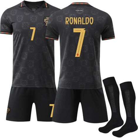 Maillot d'entraînement noir du Portugal 25-26, numéro 7 Ronaldo (1/2)