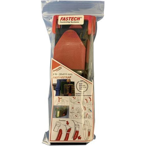 FASTECH® 906-810-Bag Klettband mit Gurt Haft- und Flauschteil (L x B) 810 mm x 50 mm Schwarz, Rot 2 (1/3)