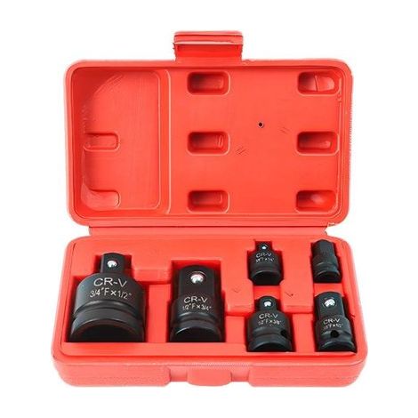 Juego de adaptadores de vaso de seis piezas: 3/4" x 1/2"，1/2" x 3/4"，3/8" x 1/4"，1/4" x 3/8"，fabricados en acero cromo-molibdeno，6 piezas (1/5)