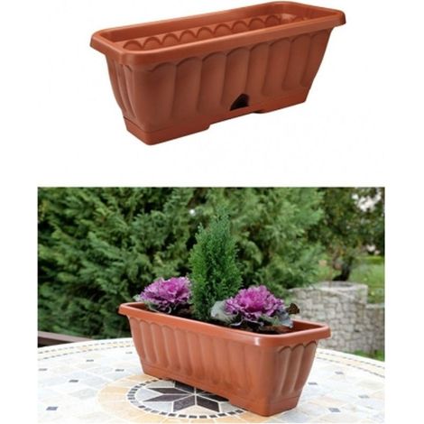 Balconetta Fioriera Rettangolare 30x17x20 Cm Vaso In Plastica Cassetta Sottovaso