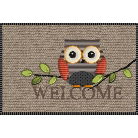 Tappeto in velluto Welcome Civetta 45x75cm - Mercurio
