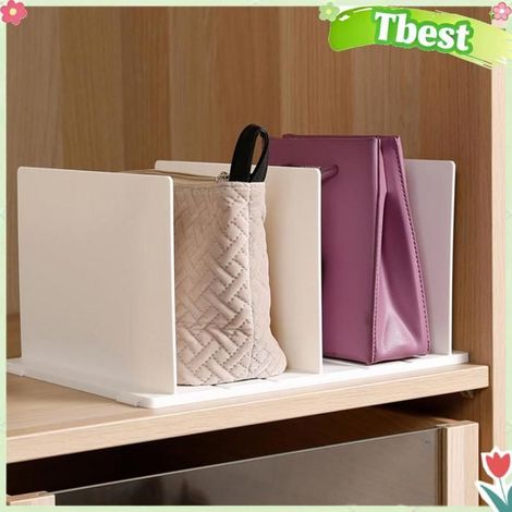 Tbest Séparateur de sacs en plastique ajustable - Gain de place et rangement facile - Diviseur étagère multifonctionnel (1/5)
