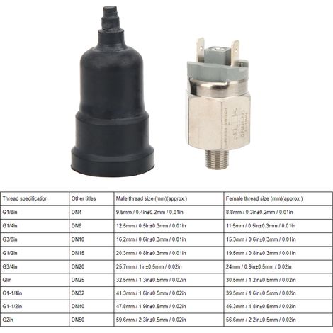 Pressostat à membrane pneumatique réglable à commande automatique NC-G1/8 filetage extérieur (1/5)