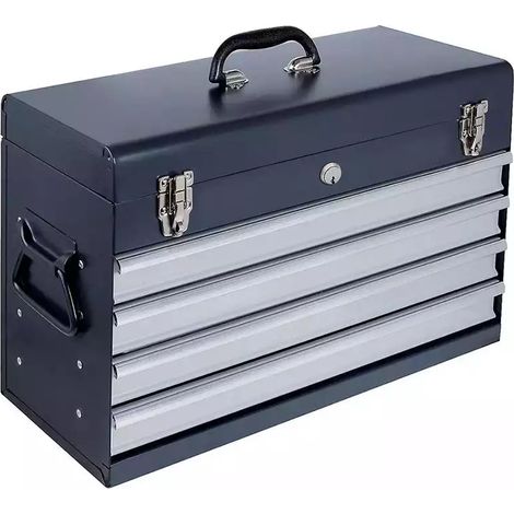 Kraftwerk – Caisse à outils 4 tiroirs en aluminium – Dimensions tiroirs 502 x 187 x 42 mm – Système de fermeture par serrure à clés – Poids 10,7 kg