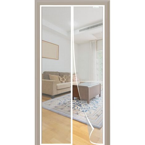 Moustiquaire Porte Magnétique 90x200 cm, Rideau Anti Moustique, Aucun Perçage n'est Nécessaire - Blanc (1/5)