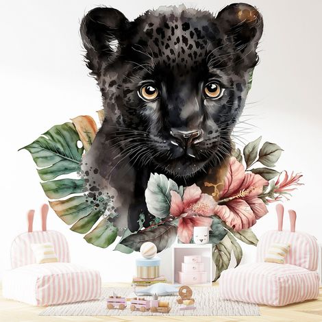 Papier peint panoramique Enfants - Petite Panthère Noire - 130 cm x 84 cm (1/4)