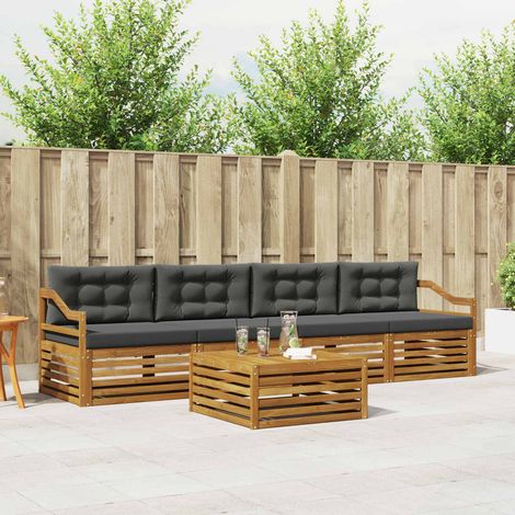 vidaXL Outdoor-Sofagarnitur mit Kissen 5 pcs Natur und Anthrazit (1/5)