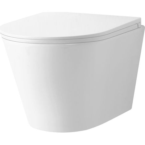 Primaster Wand WC spülrandlos Leros Tiefspüler weiß inkl. WC Sitz Wand-Tiefspül (1/2)