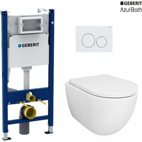 Pack cisterna Geberit Duofix UP100 con pulsador Delta 20 Blanco Alpino y WC suspendido Swiss Tornado 53 cm y soft-close