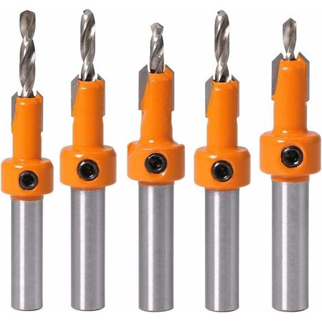 foret chanfrein à bois chanfrein Superma compteur HSS foret conique foret 5pcs (1/4)