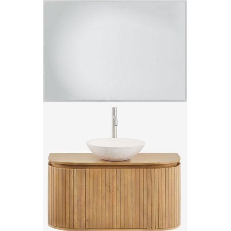 Conjunto de mueble de baño suspendido 90x40 cm en madera de mango Analis SKLUM