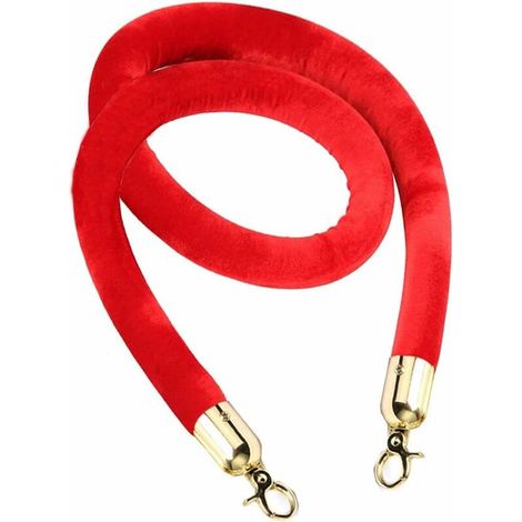 Corde de Barrière 1pc Cordon Séparation Diviseur de Files d'Attente Rouge avec Or Crochets 1.5m (1/5)