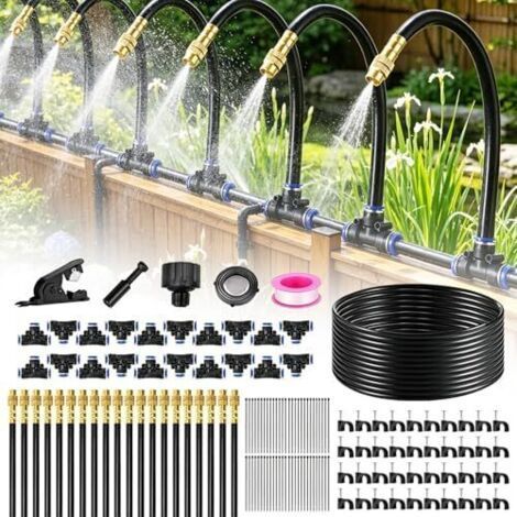 Arrosage Automatique pour Jardin de 20M, Système d’ à 360°, Kit d’Irrigation avec 20 Buses Réglables Jardins,Serres,Plantes Balcon,Aménagement Paysager,Pelouse - (1/5)