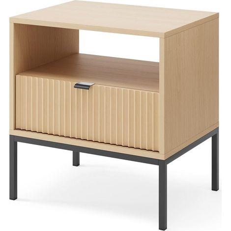 Comodino: 1 cassetto, Rovere Vincenza, Nero, 54 x 56 x 39 cm, maniglie nere (1/5)