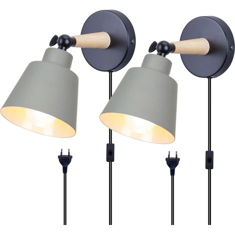 2 Packs Appliques Murales Vintages Industrielles Plafonniers Luminaires E27 en Métal Réglable Lampe Murale Interieur Rétro pour Chambre Cuisine Restaurant, Avec Câble réglable de 1,8 m (1/5)