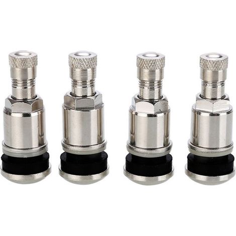 4 valves de pneu de voiture tubeless en acier argenté de 45 mm