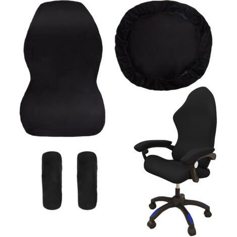 Gaming Chair Covers Set of 4, Gaming Chair Cover Set with Armrest Covers/Chair Back Covers/Chair Seat Cover, Suitable for Gaming Chairs (Black) (1/5)