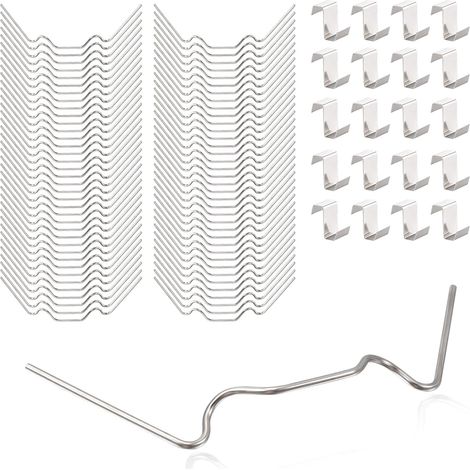 Lot de 100 clips de fixation pour verre de serre avec 50 clips de fixation pour vitrage de serre et 50 clips en Z pour vitrage de serre en acier inoxydable (1/5)