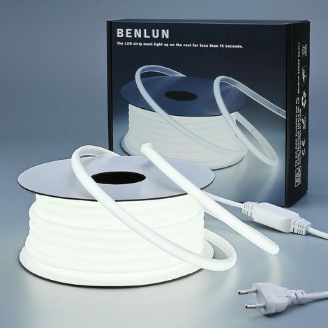 Ruban LED COB Exterieur Etanche 220V 20m Lumineux 200W CRI 90+ 6000K Blanc Froid Bande LED Flexible Recoupable 288LEDs/M pour Chambre, Bureau, Pergola Exterieur, Chantier, Eclairage (1/5)