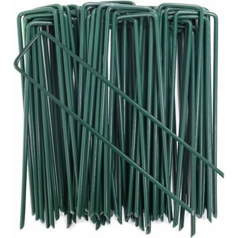 Piquets De Fixation - Acier Galvanisé À Chaud - Pour Bâche Anti-Mauvaises Herbes Et Gazon Artificiel - 150 Mm - 50 Pièces (1/5)