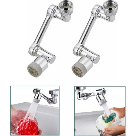 1080-degree swivel sink faucet aerator, splash-proof brass faucet extender with 2 water outlet modes, for kitchen, bathroom, 2-pack (1/5)